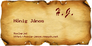 Hönig János névjegykártya